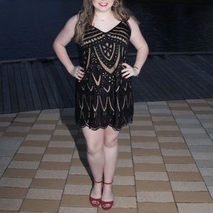 Free People Black and Tan Lace Dress